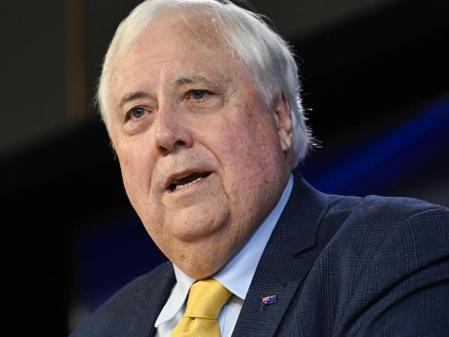 CANBERRA, AUSTRALIA  - NewsWire Photos - March 13, 2025: Clive Palmer, Chairman and party spokesperson for Trumpet of Patriots addresses the National Press Club of Australia in Canberra on 