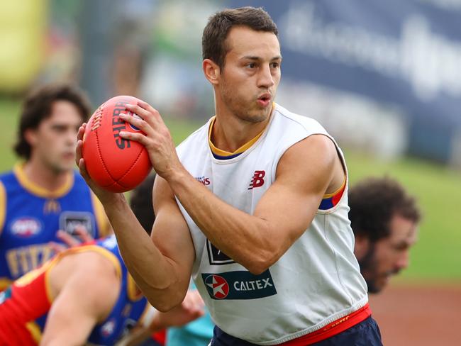 New recruit Tom Doedee at Lions training at Brighton Home Arena on Sunday. Picture Lachie Millard