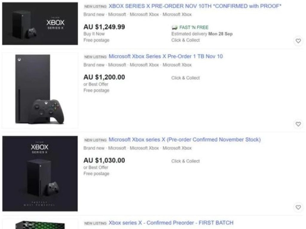 Xbox consoles were being offered on eBay within minutes of being pre-ordered.