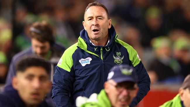 Raiders coach Ricky Stuart has been warned. Picture: Mark Nolan/Getty Images