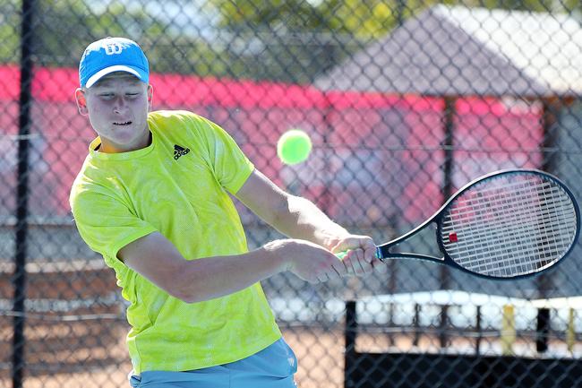 Action from the International Tennis Federation junior tournament at KDV on the Gold Coast. Picture: Tertius Pickard
