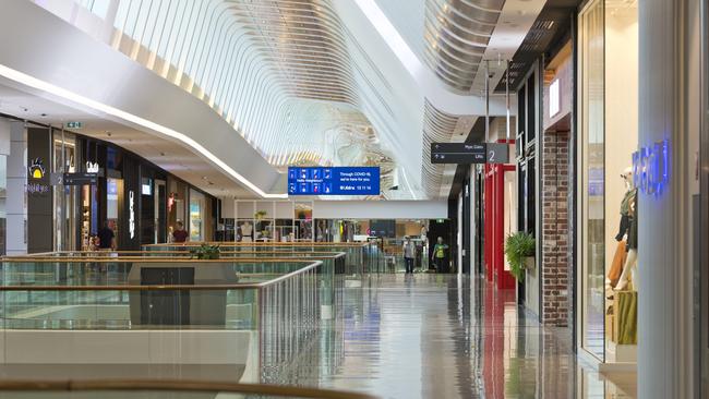 A near-deserted shopping centre in Queensland’s Toowoomba in April. Picture: Kevin Farmer