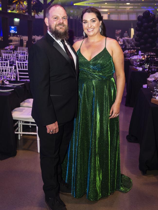 Zac Wells and Heidi Glover-Wells at LifeFlight Toowoomba Gala at The Goods Shed, Saturday, May 6, 2023. Picture: Kevin Farmer