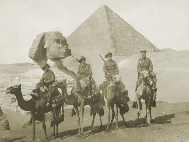 “My grandfather, James Huxtable, (second from left), embarked to the Middle East with H Company, Fourth Battalion, from Sydney on October 20, 1914, as Acting Corporal. Disembarking at Alexandria and to camp in Heliopolis, Egypt on December 9, 1914. Saw operations in Gallipoli from April 25, 1915, D Company and was wounded in action early in June and evacuated. Subsequent operations in France and Flanders. Discharged on May 21, 1919 suffering with tuberculosis. Returned to Sydney and died on September 15, 1924, aged 32 years, leaving a wife and two toddlers.” Picture: Supplied by Jim McClellan
