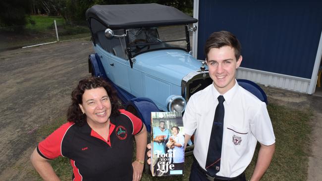 VINTAGE LOOK: The 1927 Oldsmobile Wade Anderson is sitting in drove him to the St John's Formal on Friday, as part of a Roma Historical Motor Club run organised by Karen Dawes.