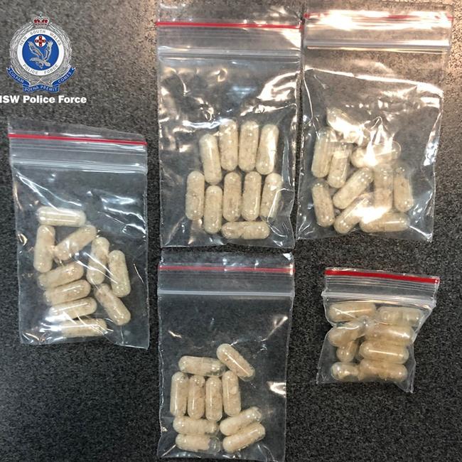 The MDMA capsules found by police in Kemper’s pockets. Picture: NSW Police Force.