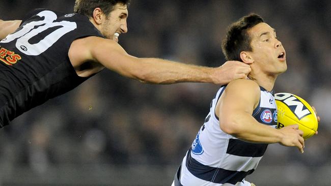 Former Geelong player Mathew Stokes is playing for Gordon in the Central Highlands Football League this season. Picture: AAP Image/Joe Castro