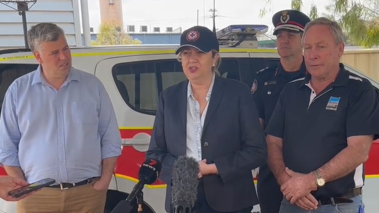 Queensland Premier Annastacia Palaszczuk and Police Minister Mark Ryan visit Dalby on Friday afternoon in the wake of deadly bushfires that have destroyed more than a dozen homes across the Western Downs.