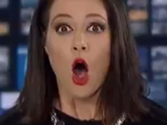 In a video snippet shared by Media Watch yesterday, ABC News 24 presenter Natasha Exelby nearly jumps out of her chair  when she momentarily fails to realise that she is on air. Source : Supplied