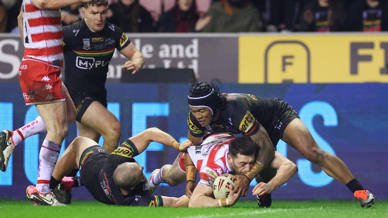 Jake Wardle is on the radar of NRL clubs after scoring the matchwinning try for Wigan in the World Club Challenge against Penrith. Picture: Getty Images