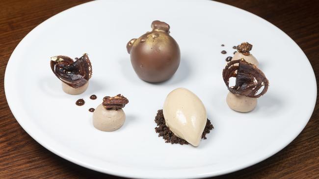 The chocolate, coffee and caramel dessert at Bendigo’s Alium. Picture: Rob Leeson