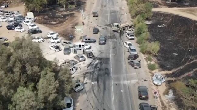 Drone Footage Shows Aftermath of Israeli Music Festival Following Deadly Hamas Attack