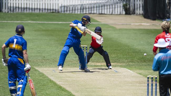 Fraser Judd bats for Toowoomba Grammar School against Cranbrook School in the Neil Dansie Cricket Festival at Toowoomba Grammar School. Pictures: Kevin Farmer