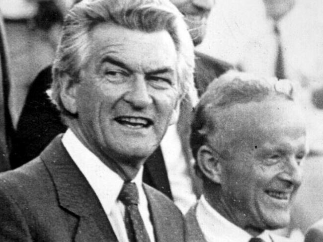 Then prime minister Bob Hawke with John Button in 1983.