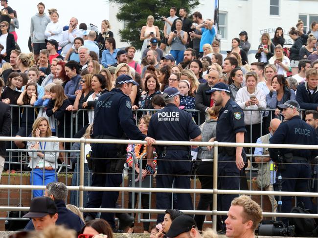 ROYAL TOUR - Visit to BONDI. People start to gather at Bondi beach ahead of the visit by The Duke and Duchess of Sussex, Prince Harry and his wife Meghan. Picture: Nathan Edwards
