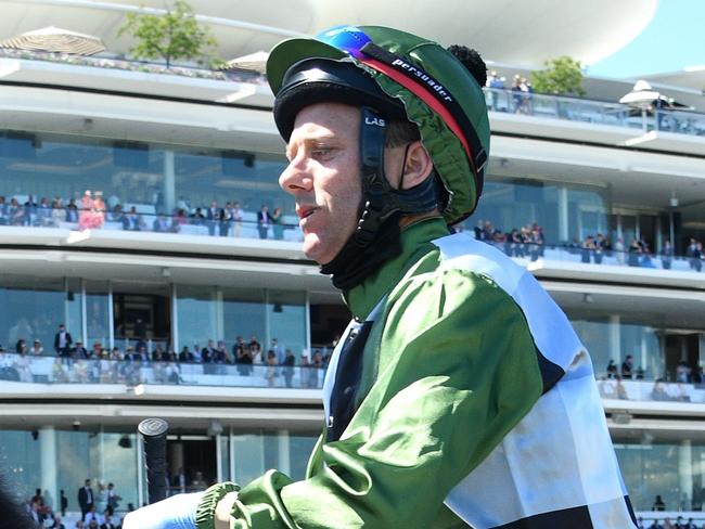 MELBOURNE, AUSTRALIA - NOVEMBER 02: Brett Prebble riding #2 Incentivise leaves the mounting yard before race 7, the Lexus Melbourne Cup during 2021 Melbourne Cup Day at Flemington Racecourse on November 02, 2021 in Melbourne, Australia. (Photo by Vince Caligiuri/Getty Images)