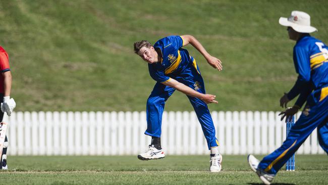 Dominic Seaby bowls for Toowoomba Grammar School.