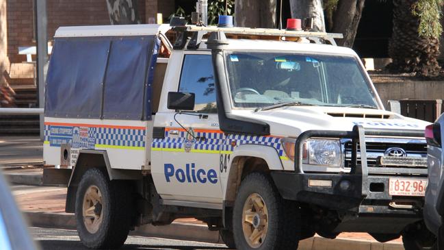 A Northern Territory police vehicle out the from of Alice Springs police station. Picture: Gera Kazakov