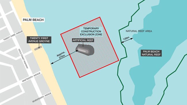 A temporary construction exclusion zone will be created while the reef is being built.