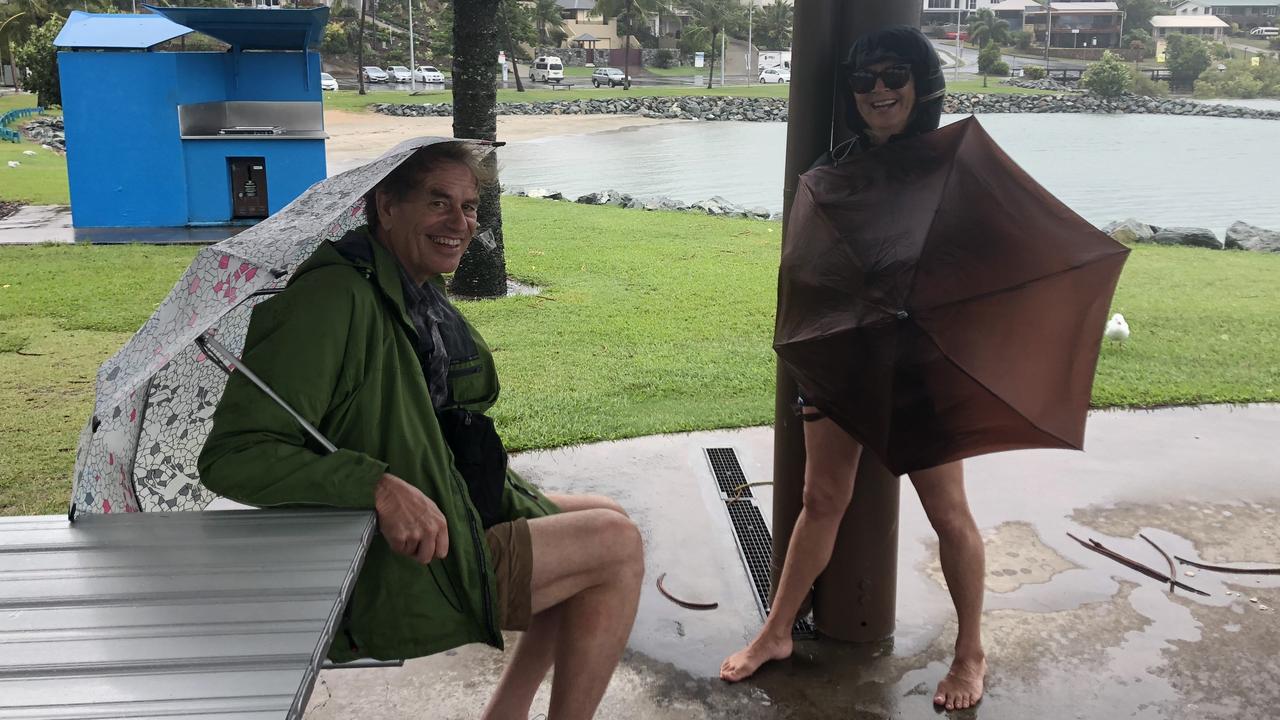 Frans and Lyn Warffemius are from Sydney, and making the most of their holiday in Airlie Beach, regardless of the weather!