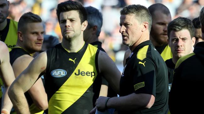 Damien Hardwick has lamented the Tigers’ lack of pressure in the lead up to finals. Picture: AAP