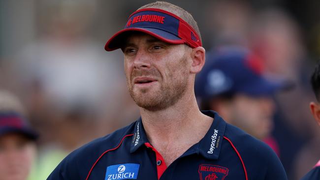 Melbourne coach Simon Goodwin says his players have come back with a purpose. Picture: Michael Willson/AFL Photos via Getty Images