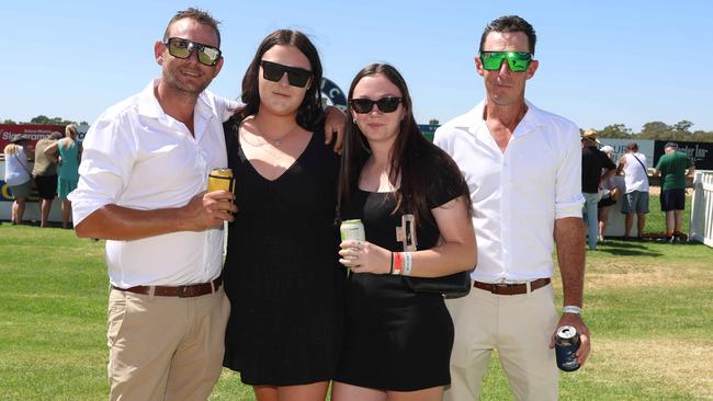 Leigh, Jemma, Lacey and Brad attend the 2024 Echuca Cup races. Picture: Brendan Beckett
