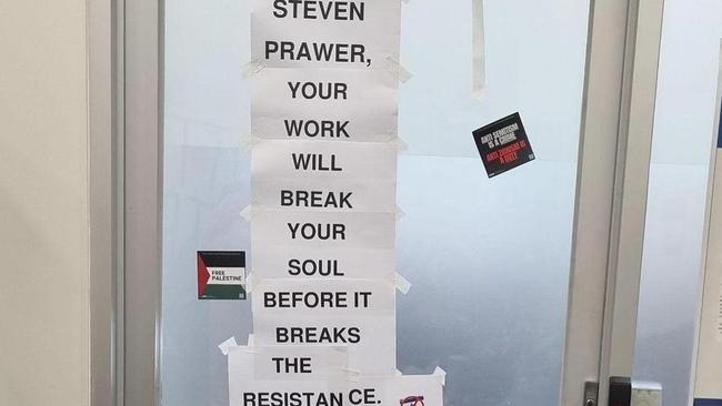 Professor Prawer had his office occupied by a group of pro-Palestinian students.