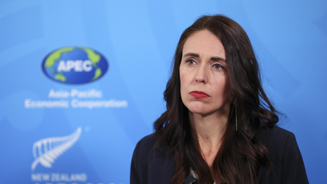 New Zealand Prime Minister Jacinda Ardern looks on during a press conference for the APEC Informal Leaders' Retreat