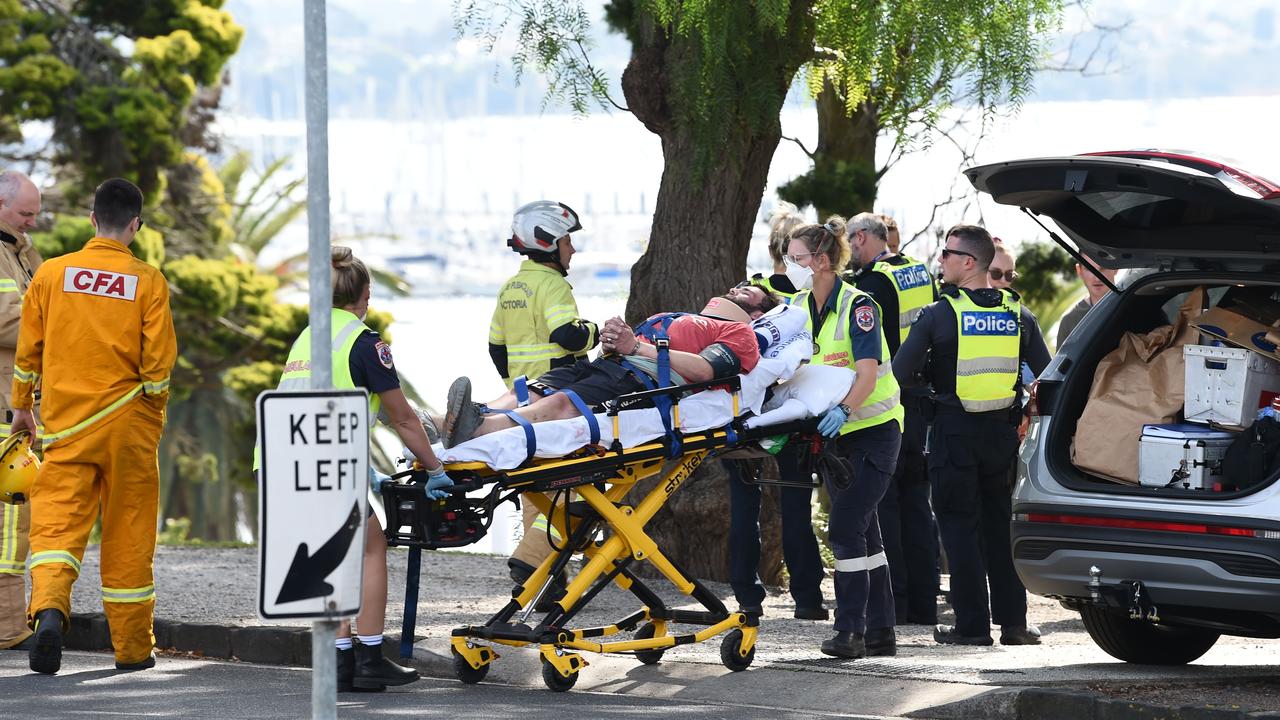 A male was taken to Geelong hospital. Picture: David Smith