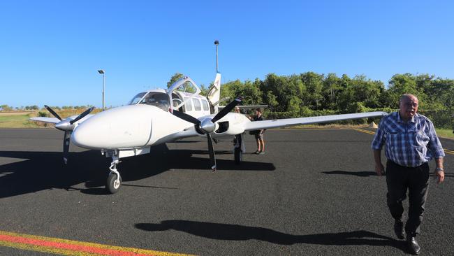 Leichhardt MP Warren Entsch gets off a Daintree Air Services flight from Cairns to Pormpuraaw. Mr Entsch says he’s been advised of CCTV footage in relation to the Nautilus Aviation helicopter. PICTURE: CHRIS CALCINO