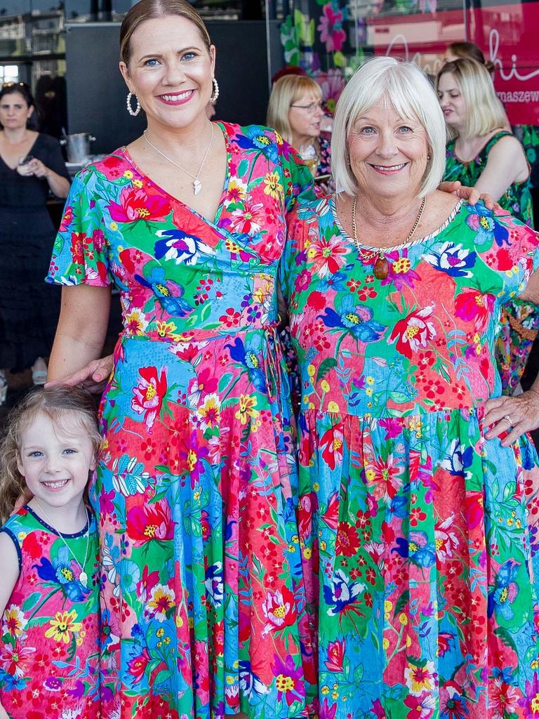 Ali Nolan, Rebecca Nolan and Jane Hague at the launch of Deanne Mayocchi and Julie Tomaszewski's BLOOM Collection at Lumiere Events, Brisbane. Socials: Damien Anthony Rossi | Picture: Kate Luke Photography