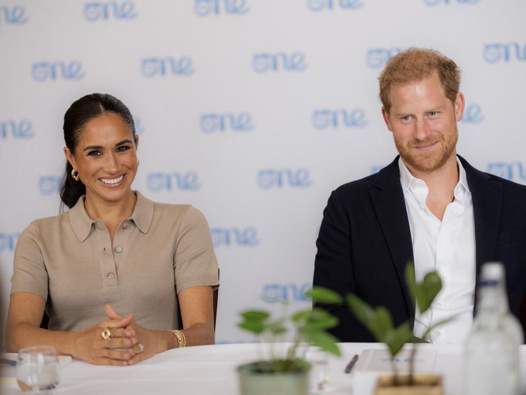 Meghan and Harry seen at a roundtable discussion for One World in Manchester. Picture: Misan Harriman