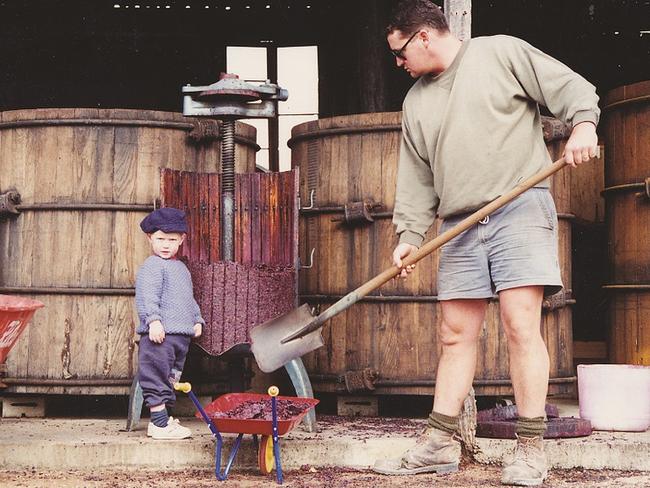 Father and son winemakers, Dave and Callum Powell - family shots Supplied for daily Life