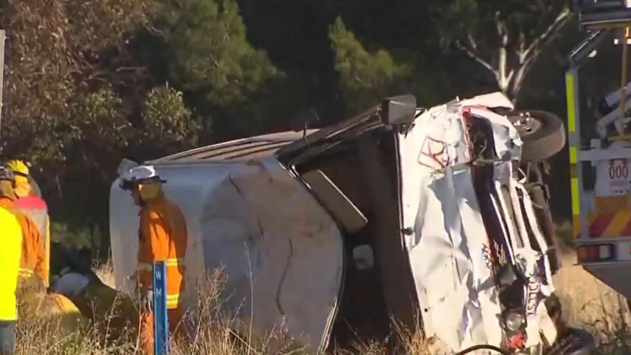 The minibus driver was about to make his first pick-up of the day when disaster struck. Picture: 7NEWS