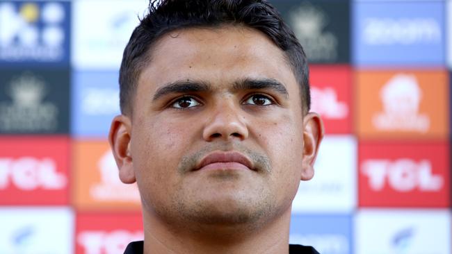 Two men have been charged for allegedly sending racially abusive messages over social media to NRL star Latrell Mitchell. Picture: Toby Zerna