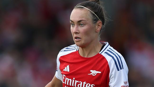 BOREHAMWOOD, ENGLAND - MAY 18: Caitlin Foord of Arsenal in action during the Barclays WomenÃÂ´s Super League match between Arsenal FC and Brighton & Hove Albion at Meadow Park on May 18, 2024 in Borehamwood, England. (Photo by Richard Heathcote/Getty Images)