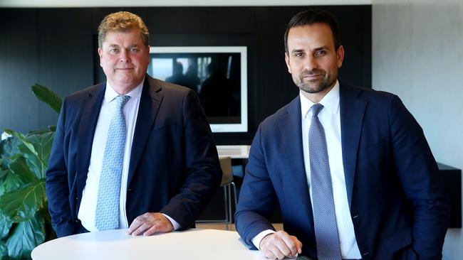 Centuria Capital Group’s John McBain, left, and Jason Huljich. Picture: Hollie Adams