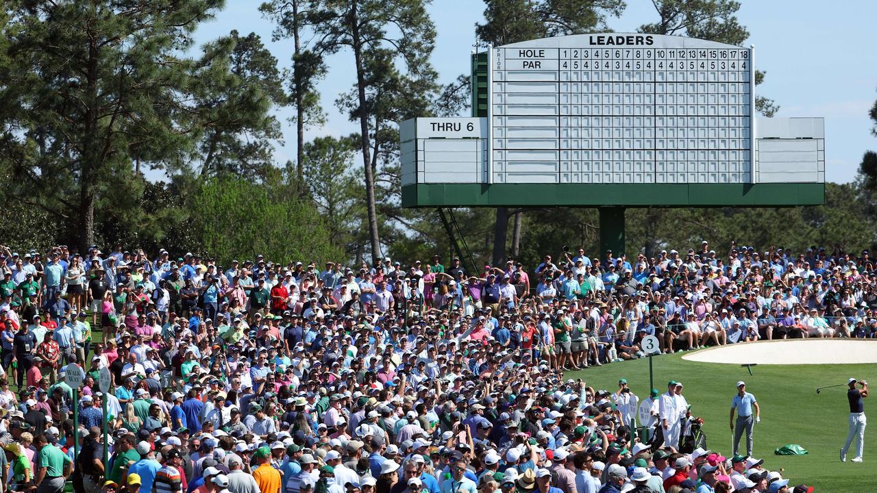 Tiger Woods of the United States plays his shot from