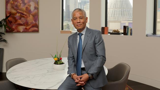 Shesh Ghale at his historic Argus Building in Melbourne's CBD that is now Melbourne Institute of Technology headquarters. Picture: Stuart McEvoy.