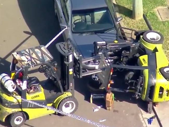 A man has died after becoming trapped under a forklift in Chipping Norton. Picture: 7 News