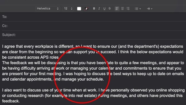 Lawyer unsuccessfully sues government department for bullying in Fair Work after being caught  arriving late, falling asleep in meetings