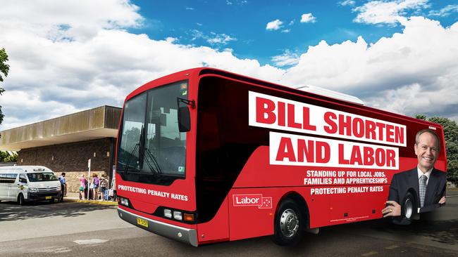 How Labor’s new-look bus could look on its fortnight blitz.