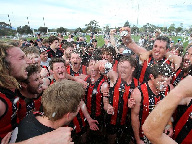 Gippsland Football League Grand Final match between Maffra Eagles and Leongatha Parrots. Maffra became the 2016 premiers, defeating Leongatha 13.10 (88) to 9. 16 (67). Picture: Yuri Kouzmin