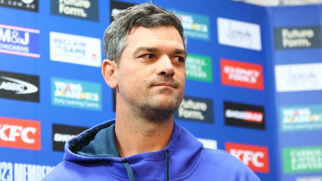 Bulldogs coach Cameron Ciraldo fronted the media on Wednesday morning. Picture: Max Mason-Hubers