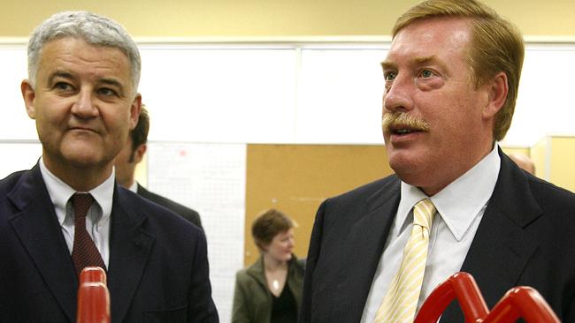 Election 2006, from left Jonathan West with Premier Paul Lennon and a Tasmanian made Fiobuoy at the Technopark