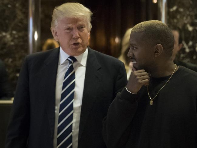 Donald Trump and Kanye West are pictured in this file photo. Picture: Drew Angerer/Getty Images