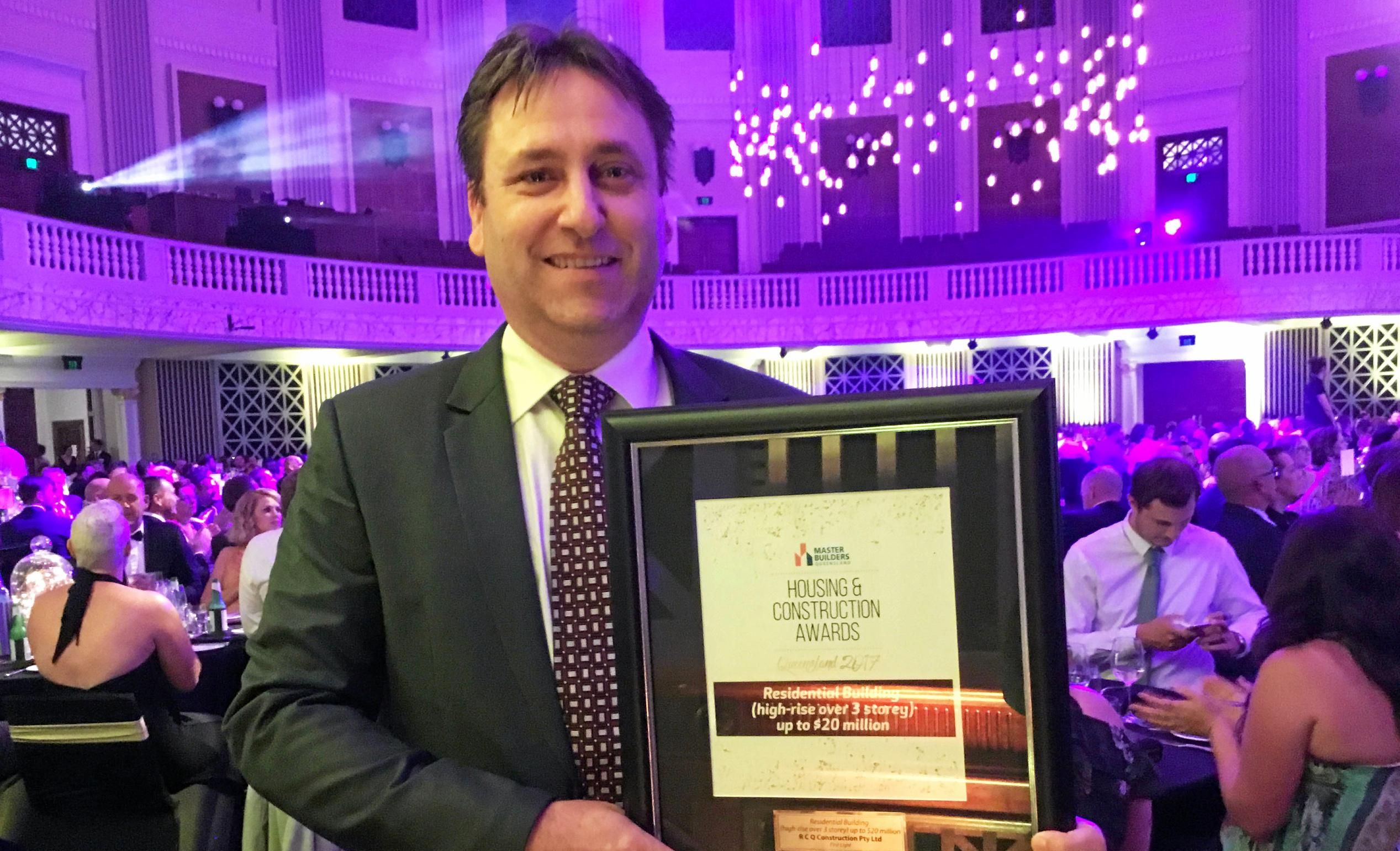 Gary Wuiske of Reed Construction Queensland at the 2017 Master Builders Queensland Housing and Construction Awards at Brisbane City Hall. Picture: Erle Levey