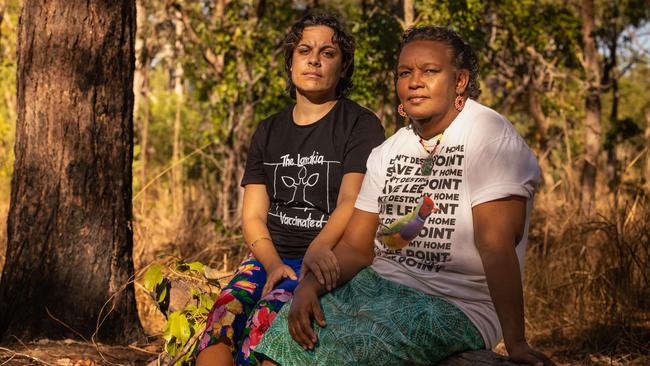 Mililma May (L) with her aunty, Larrakia elder Lorraine Williams. Picture: Rebecca Parker