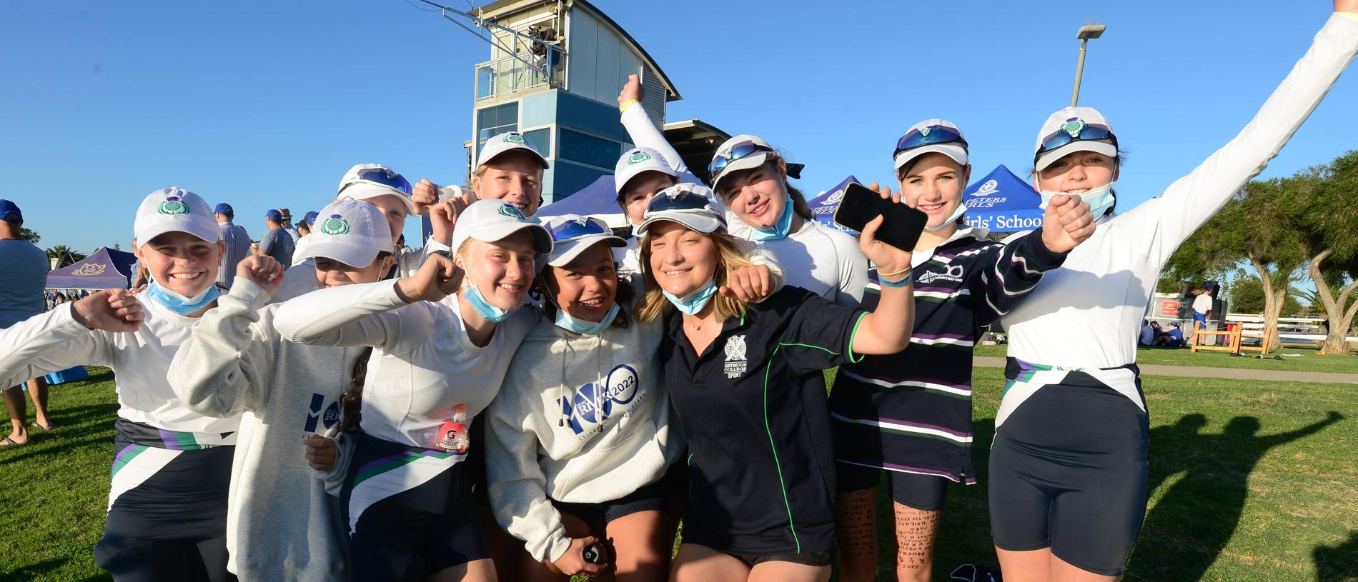 Seymour College enjoys a team hug. Picture: Michael Marschall